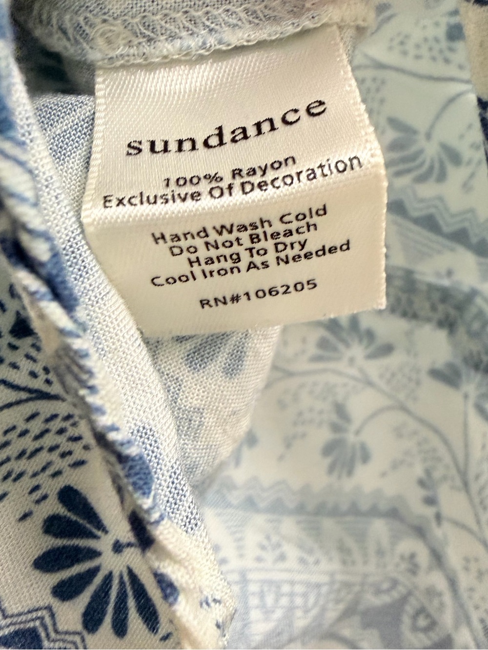 Sundance Blue Cream Boho Floral Print Ruffle Blouse Medium - Picture 9 of 9